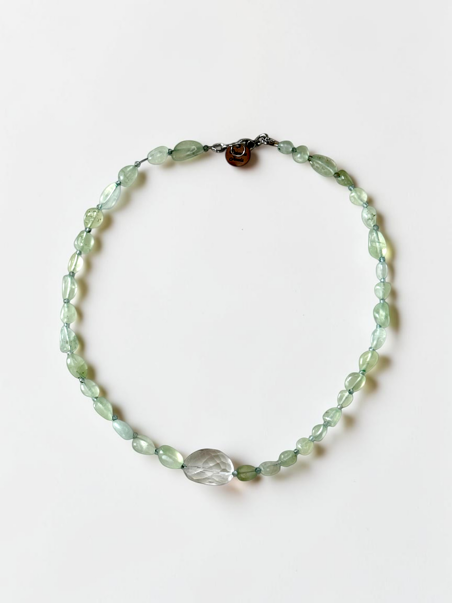 Collier Prehnite & Cristal de roche — La clarté du cœur