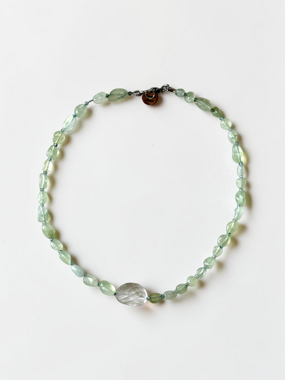 Collier Prehnite & Cristal de roche — La clarté du cœur