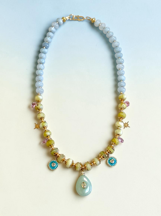 Collier Charms, Turquoise Jaune & Jade — L’ancrage de la sagesse