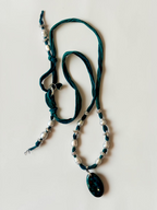 Collana Crisocolla azzurrite e Perle d'acqua dolce