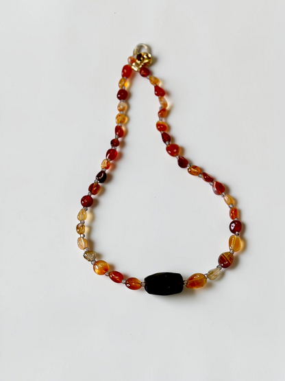 Collier Cornaline & Quartz fumé — L’Ancrage Vital