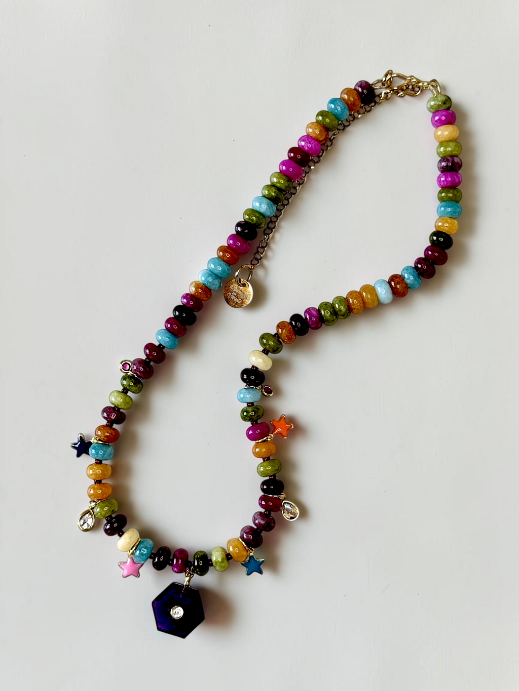 Collana Charms Giada e Ametista — La saggezza del cuore risvegliato