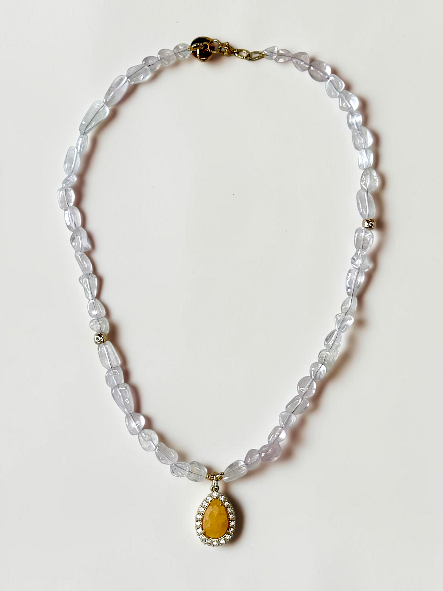 Collier Quartz rose & Jade — L’Amour Tranquille