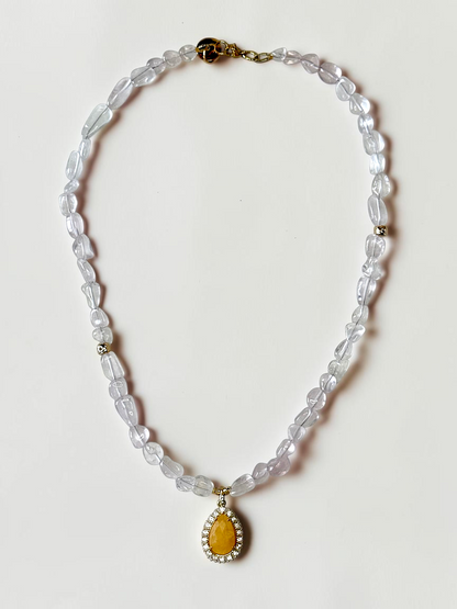 Collier Quartz rose & Jade — L’Amour Tranquille