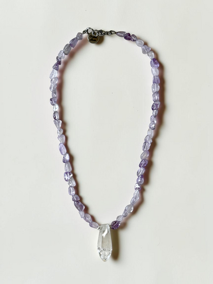 Collier Améthyste & Cristal de roche — La Clarté Intérieure
