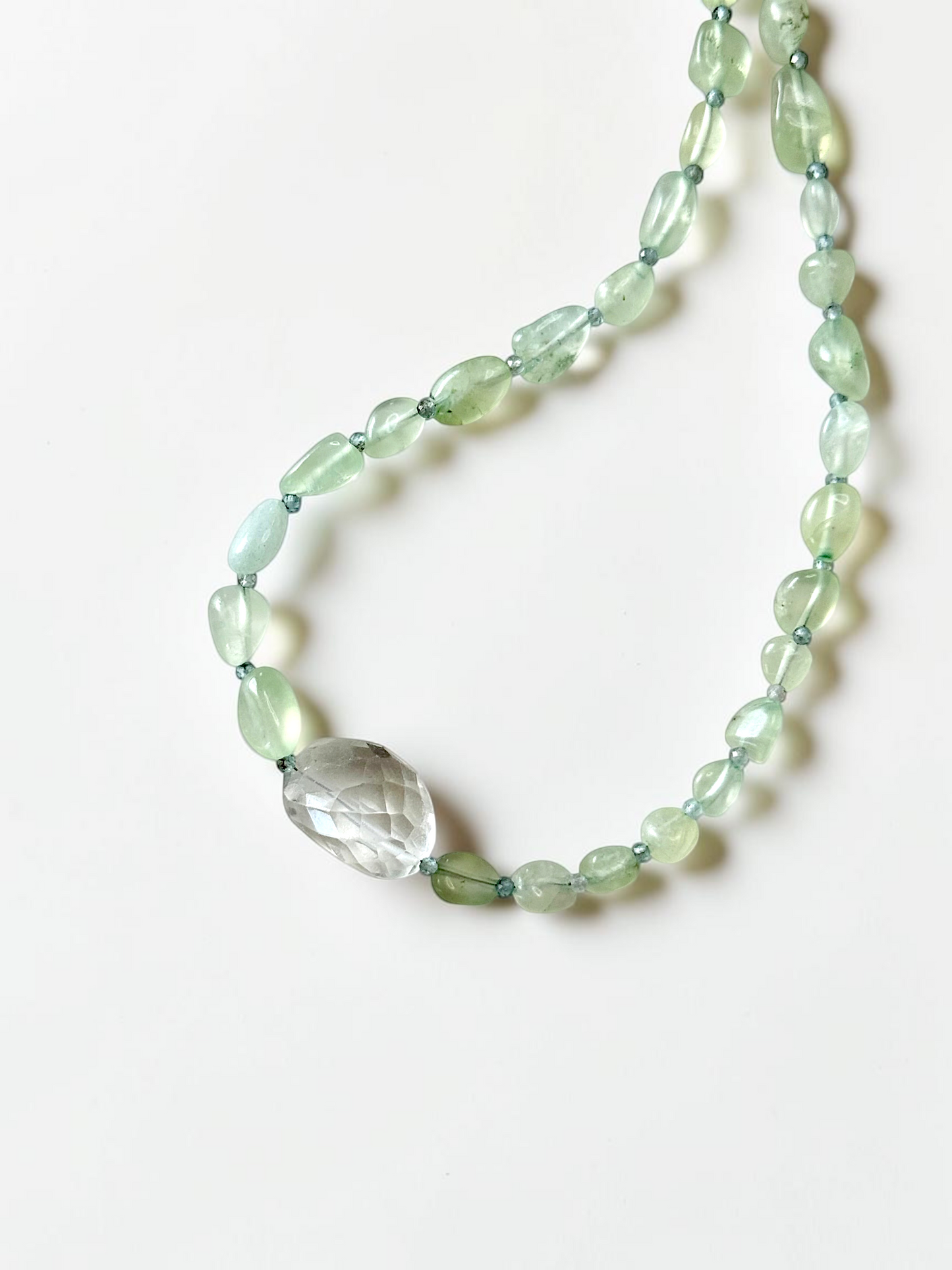 Collier Prehnite & Cristal de roche — La clarté du cœur