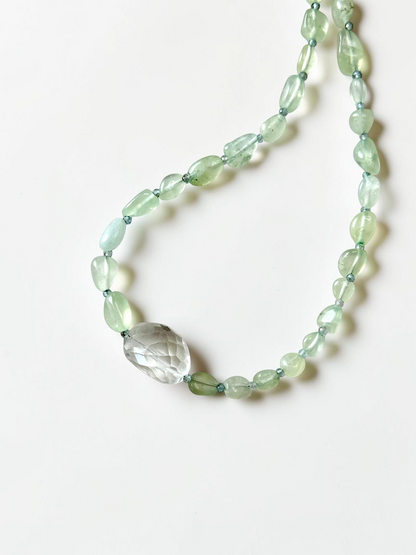 Collier Prehnite & Cristal de roche — La clarté du cœur