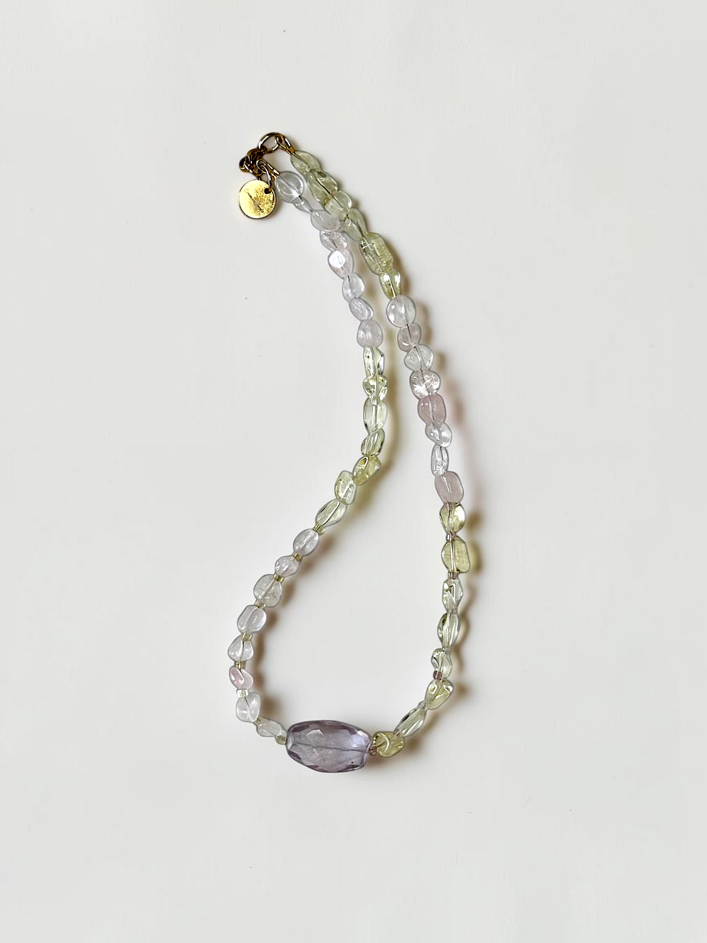 Collier Quartz rose, Quartz citron & Améthyste — Le Trio Solaire