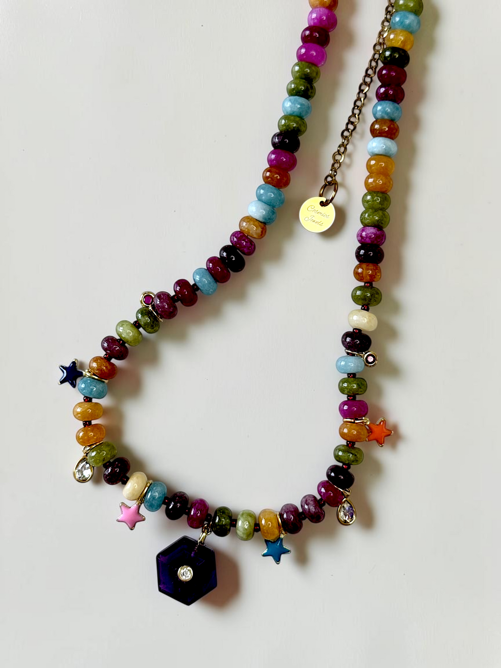 Collana Charms Giada e Ametista — La saggezza del cuore risvegliato
