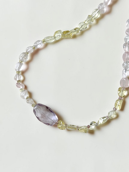 Collier Quartz rose, Quartz citron & Améthyste — Le Trio Solaire