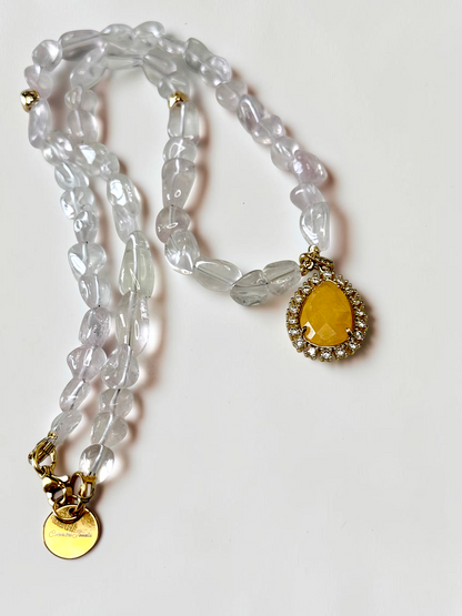 Collier Quartz rose & Jade — L’Amour Tranquille