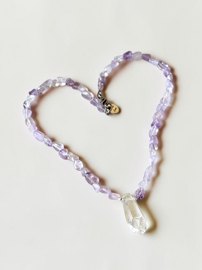 Collier Améthyste & Cristal de roche — La Clarté Intérieure