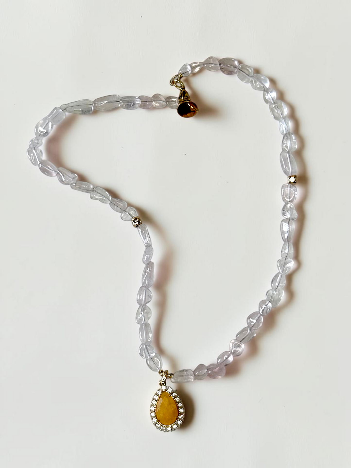 Collier Quartz rose & Jade — L’Amour Tranquille