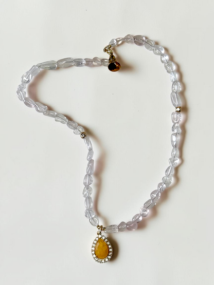 Collier Quartz rose & Jade — L’Amour Tranquille