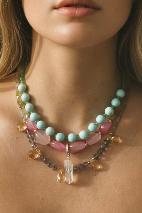 Collana Apatite gialla e Calcedonio — La dolcezza che avanza