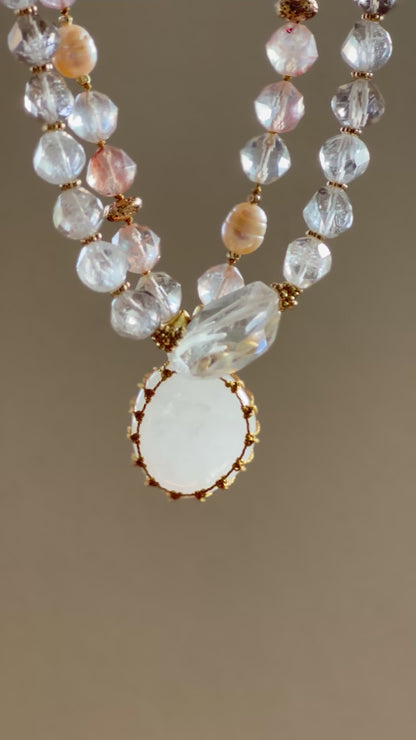 Collier Quartz ferrugineux & Lave