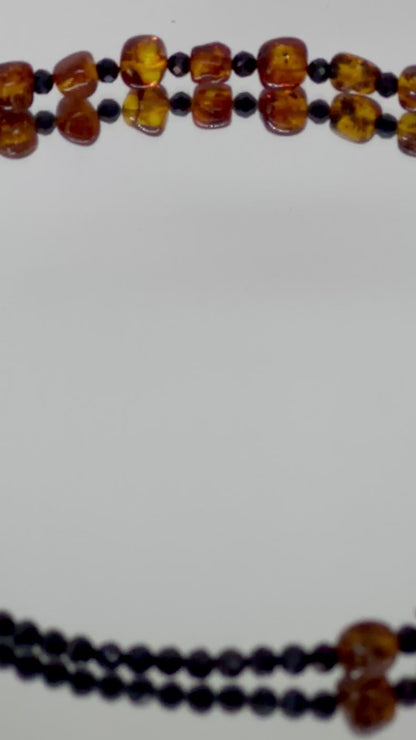 Collier Tourmaline noire & Ambre