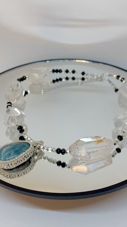 Collier Apatite, Tourmaline, Cristal de roche