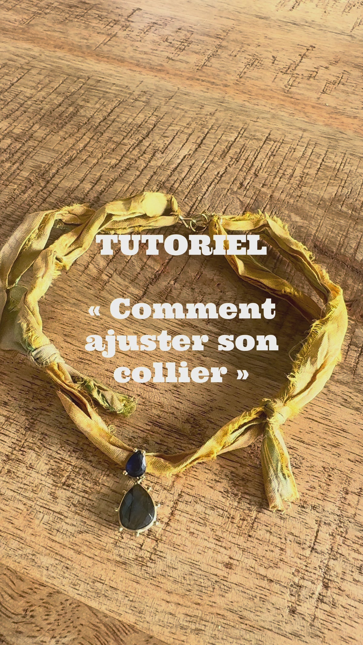 Collier Apatite sur ruban de soie — L’Éveil de la Volonté