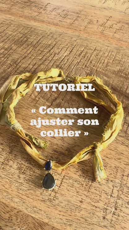 Collier Fluorite sur ruban de soie — L’esprit clarifié