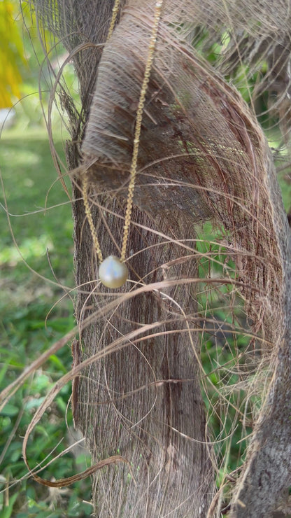 Collier perle de Tahiti sur acier doré