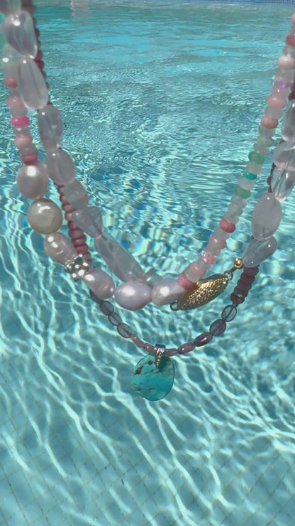 Collier Turquoise, Tourmaline& Rhodonite — La guérison dans toute sa splendeur