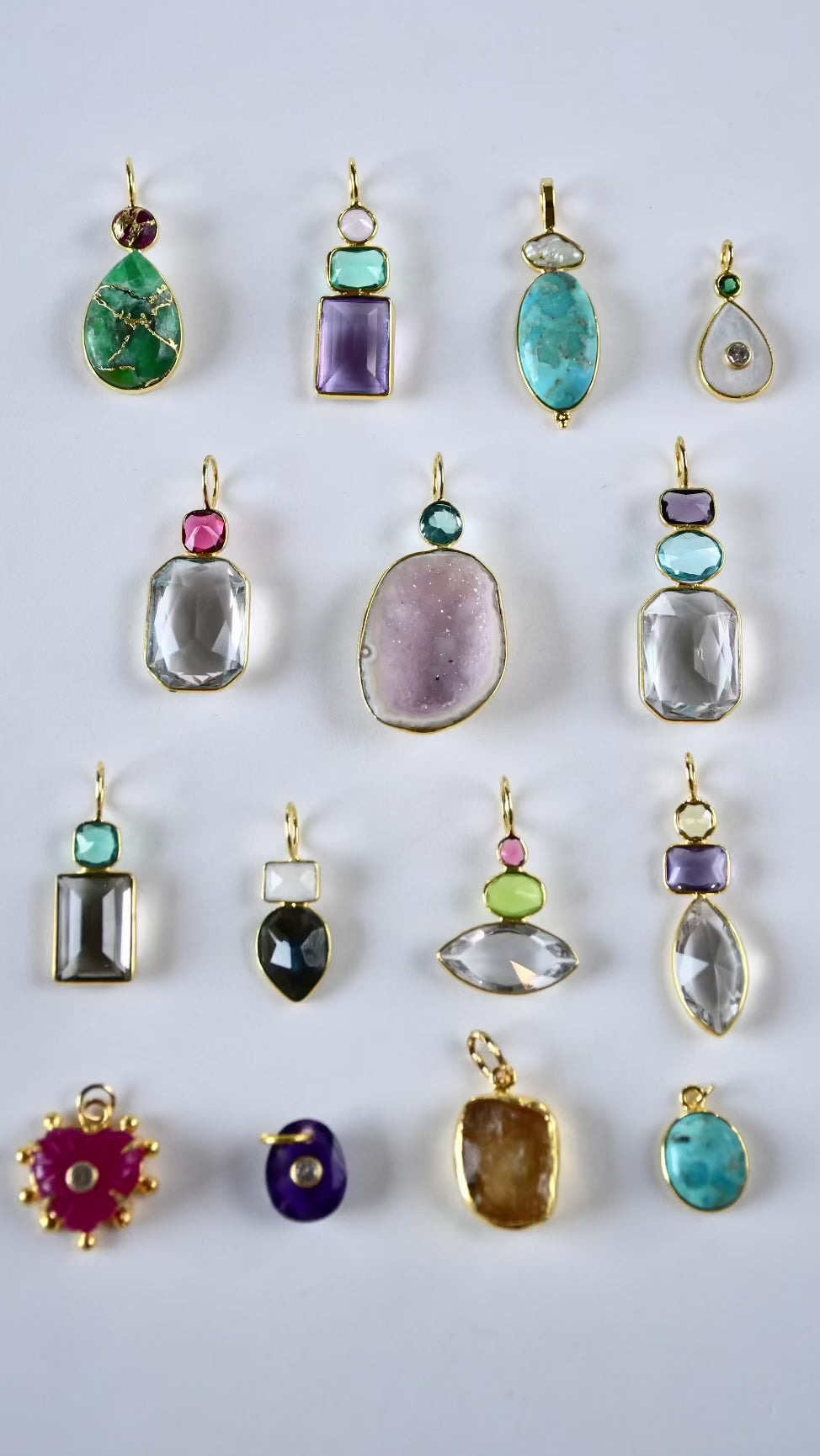 Pendentifs de gemmes plaqués or 18k