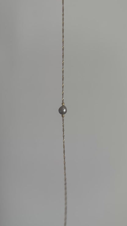 Chaîne de cheville perle de Tahiti sur Acier doré
