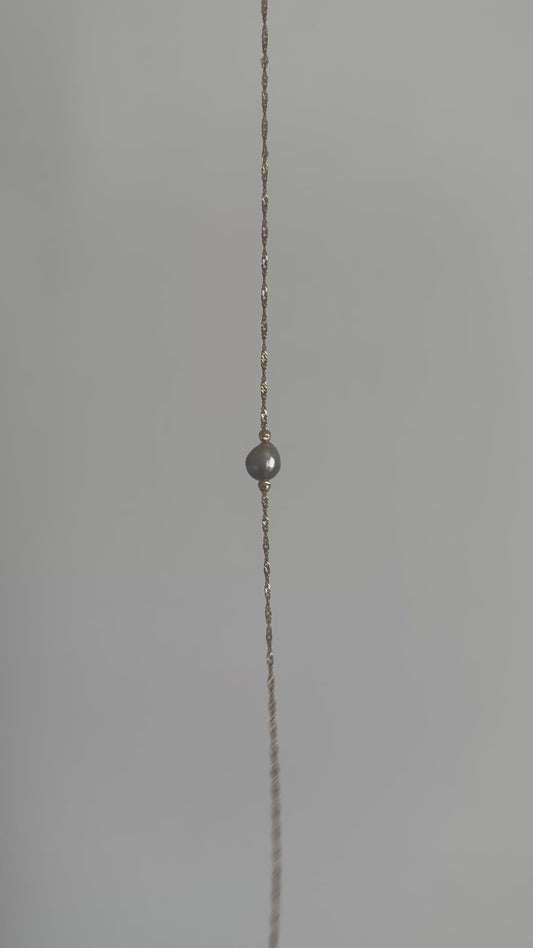 Chaîne de cheville perle de Tahiti sur Acier doré