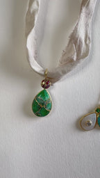 Pendente con gemme placcato oro 18k