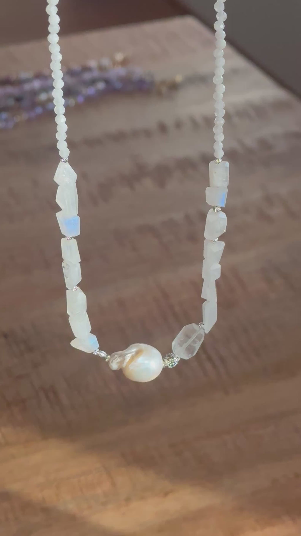 Collana Pietra di Luna e Perla d'acqua dolce