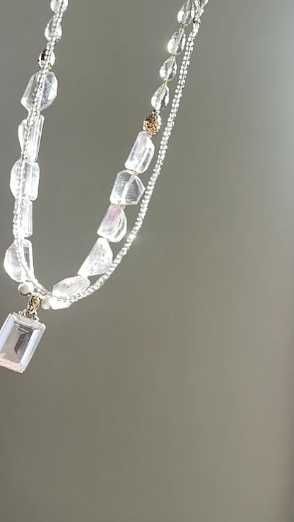 Collier Amethyste rose translucide