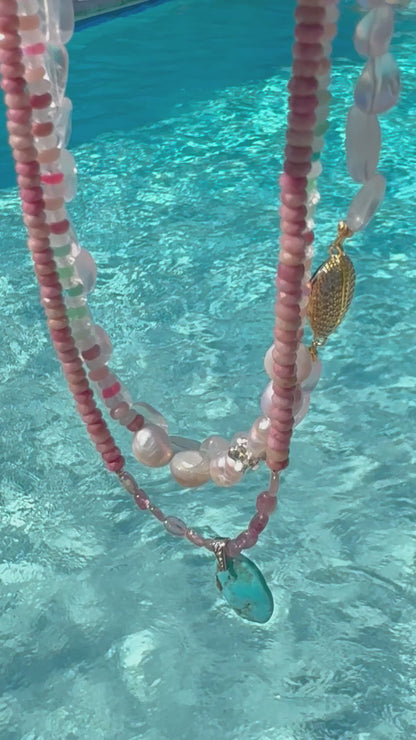 Collier Turquoise, Tourmaline& Rhodonite — La guérison dans toute sa splendeur
