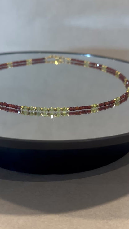 Collier Grenat & Péridot — Énergie vitale et joie lumineuse
