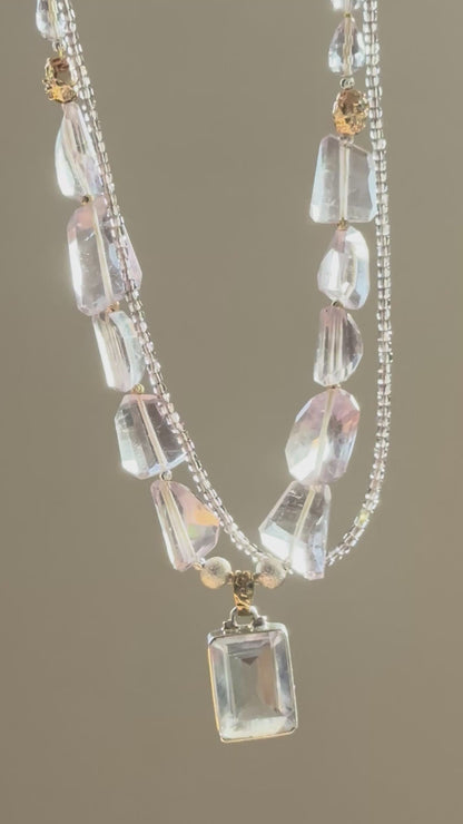 Collier Amethyste rose translucide