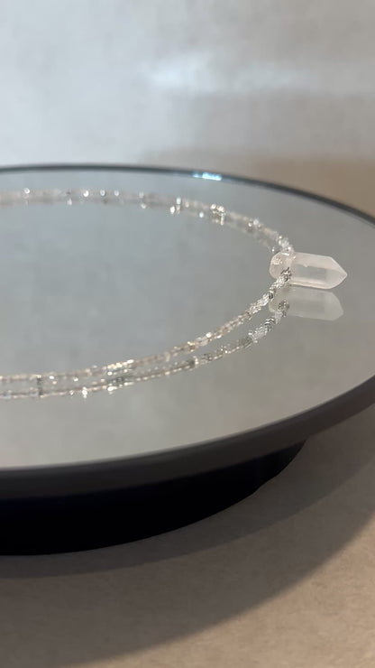 Collier Labradorite, Diamants Herkimer & Cristal de roche — Protection et clarté lumineuse