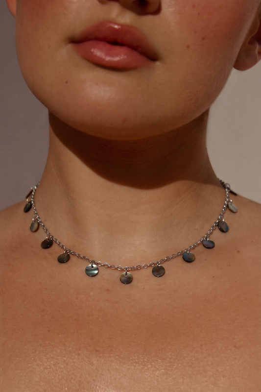 Ensemble collier + bracelet de cheville nacre
